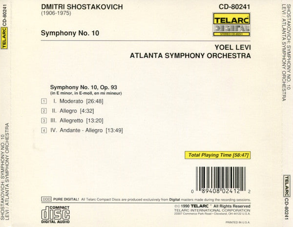 SHOSTAKOVICH: SYMPHONY NO. 10 - Yoel Levi, Atlanta Symphony Orchestra