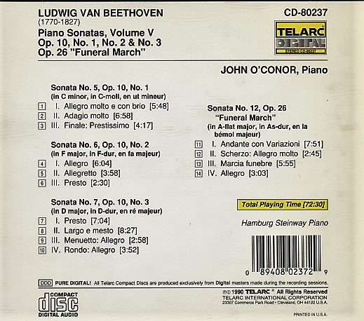 BEETHOVEN: PIANO SONATAS VOL. 5 (Sonata Nos. 5, 6, 7) - John O'Conor