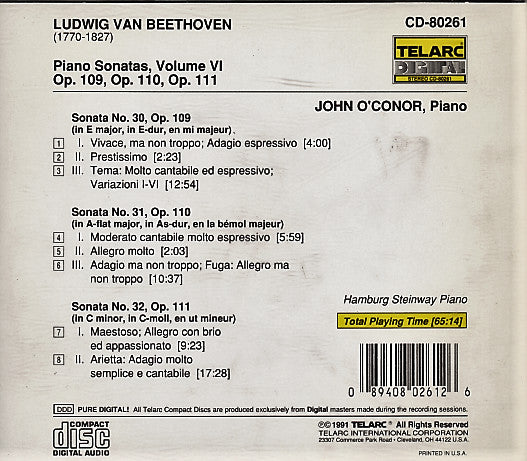 BEETHOVEN: PIANO SONATAS VOL. 6 (Sonata Nos. 30, 31, 32) - John O'Conor