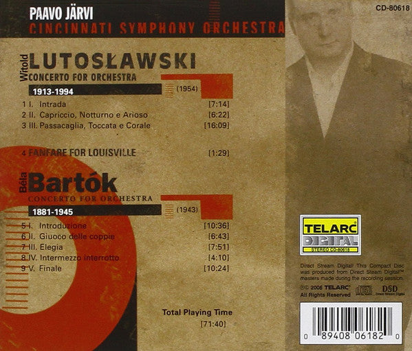 LUTOSLAWSKI & BARTOK: Concerti For Orchestra - Paavo Jarvi, Cincinnati Symphony Orchestra