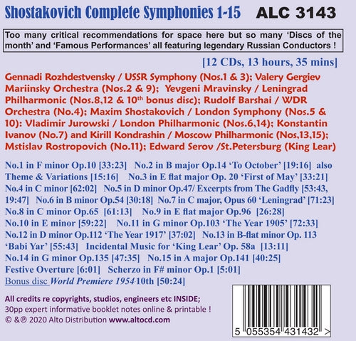 SHOSTAKOVICH: Complete Symphonies by Great Russian Conductors (12 CDS)