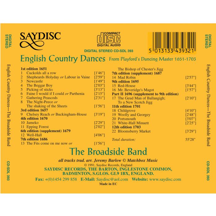 English Country Dances (from Playford's Dancing Master) The Broadside