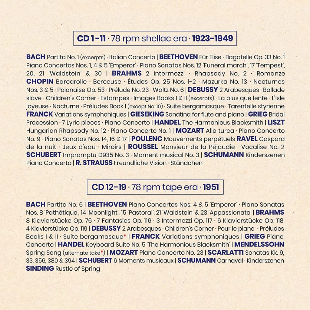 WALTER GIESEKING: His Columbia Graphophone Recordings - The Complete Warner Classics Edition (48 CDs)