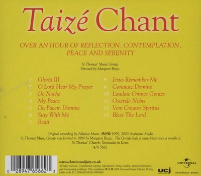 TAIZE: CHANT FOR PEACE AND SERENITY - ST THOMAS MUSIC GROUP; TAIZE CHOIR